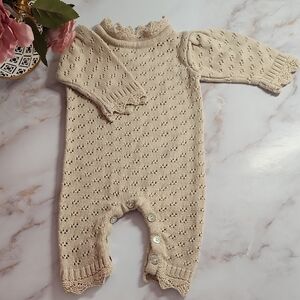 Cream Knit Baby Romper
